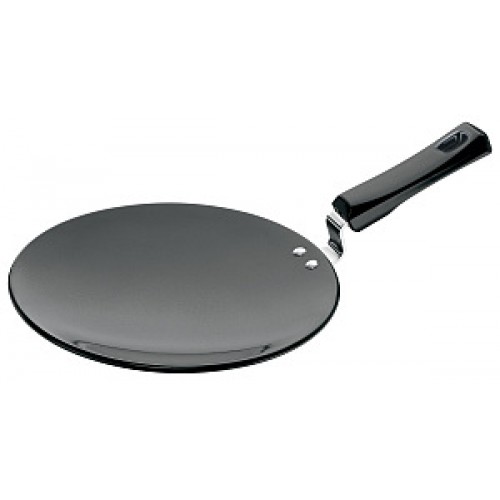 Futura Hard Anodised Concave Tava Griddle, 10-Inch, 4.88 with Steel Handle,  26 cm, Black